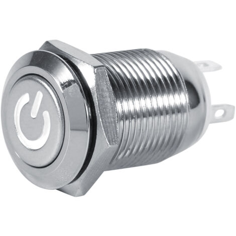 Duokon LED bouton-poussoir d'alimentation 12 mm LED interrupteur à bouton-poussoir en métal étanche type momentané(LED blanche 3V).