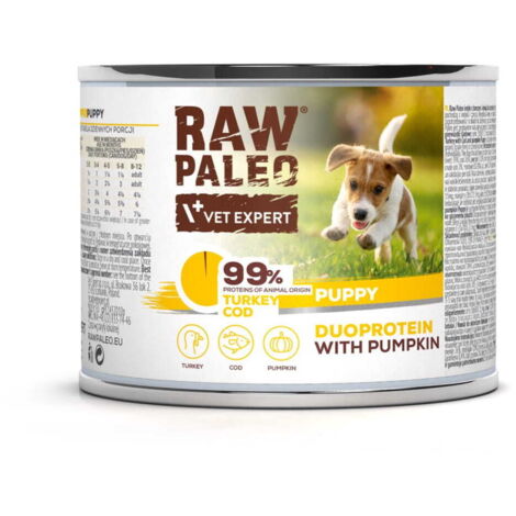 Duoproteína cruda paleo para cachorros, pavo y bacalao, 200 g