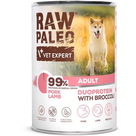 Duoprotéine crue PALEO pour chiens adultes PORC/AGNEAU 400 g