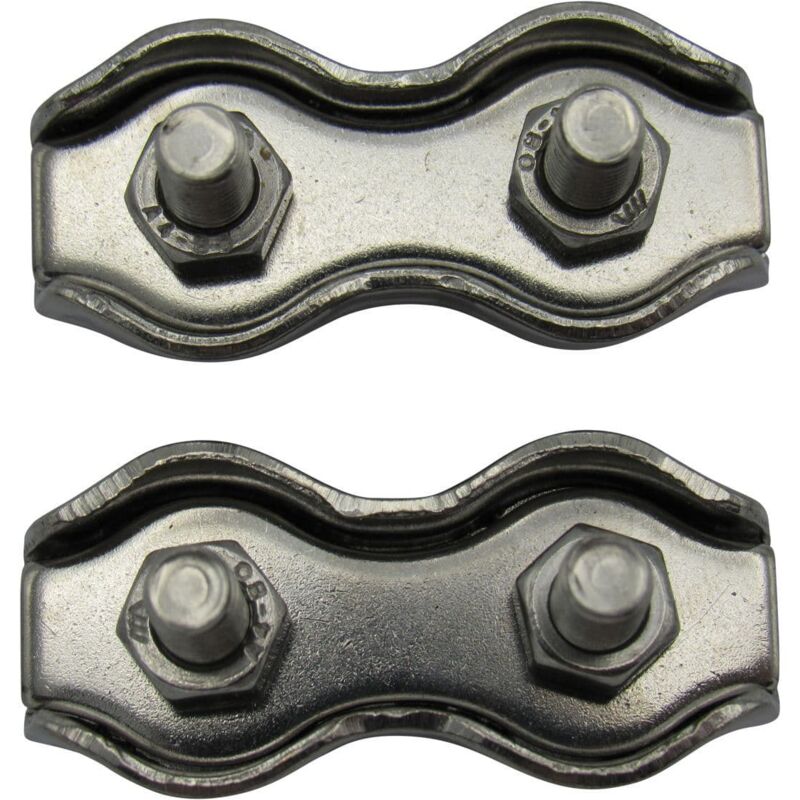 Securefix Direct - Duplex Wire Rope Grips Stainless Steel 4MM x2 (Marine Boat Clip Clamps)