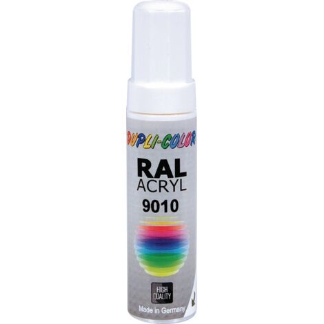DUPLI-COLOR 677267 Lackstift reinweiss matt RAL 9010 12 ml