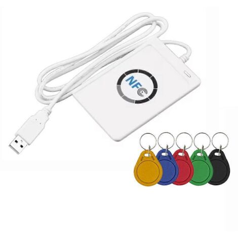 Duplicateur de lecteur de cartes à puce RFID ACR122U + copieur de porte-clés 5XUID