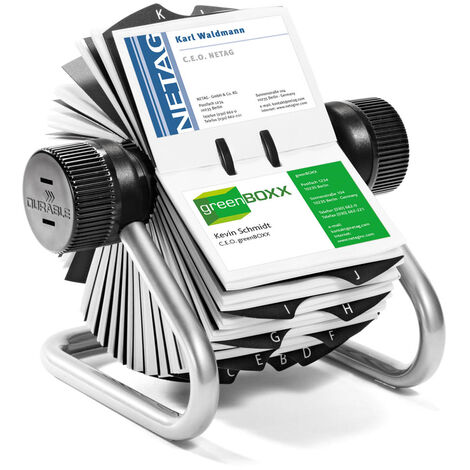 Durable 248123 Visifix Rollkartei, für 400 Visitenkarten, Register A-Z, silber