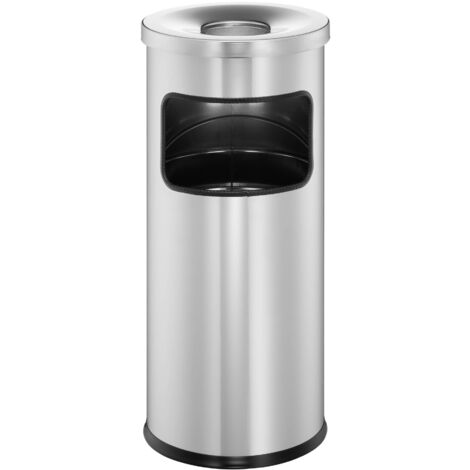 Durable 333223 Papierkorb Metall mit Ascher Safe, selbstlöschender Standaschenbecher mit 17l Mülleimer und 2l Ascher, silber