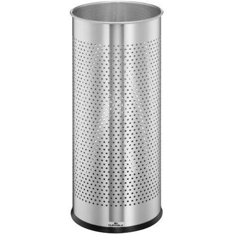 Durable 337123 - Portaombrelli in Acciaio Inossidabile 28.5, capacità 28.5 Litri, 620x260 mm (HxDiametro), Argento Metallizzato