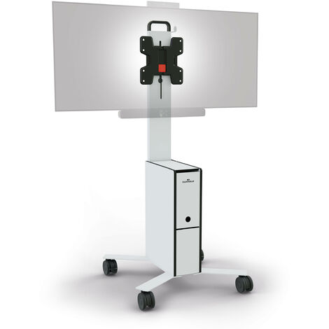 Durable 370202 mobiler TV Wagen COWORKSATION, für TV/Monitore 19-43 Zoll, 3 Fächer, weiß