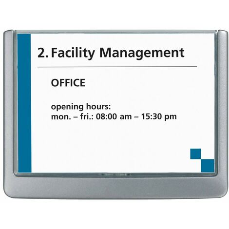 Durable 486137 Click Sign, Targa Fuori Porta in ABS, Sportellino Apribile con Tasto, Installazione con Viti o Biadesivo, 149x105,5 mm, Grafite