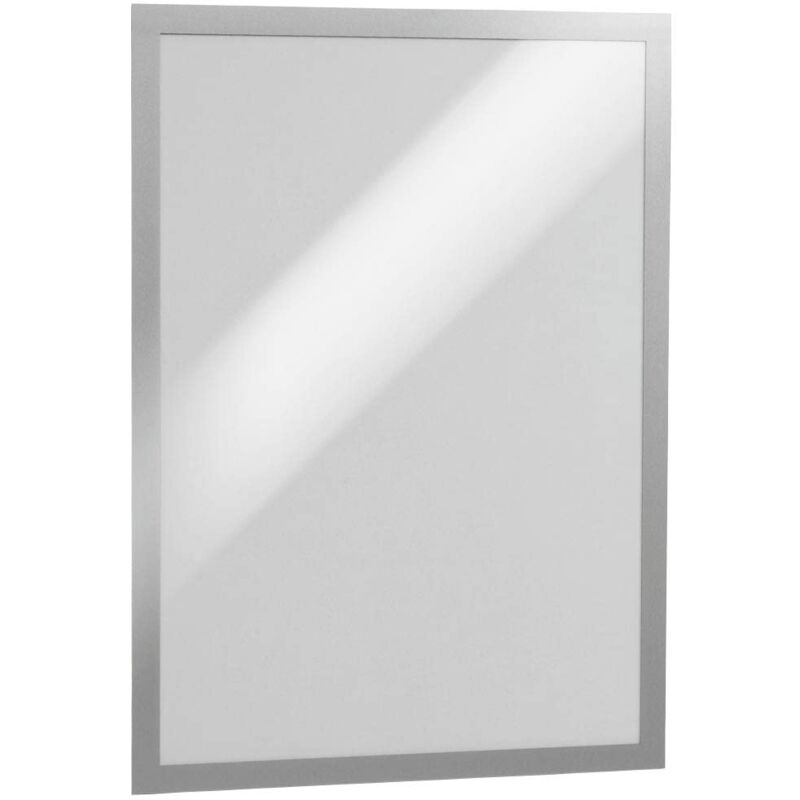 Image of 487323 Duraframe A3, Cornice Espositiva Adesiva, per Superfici Lisce e Solide, Formato A3, Confezione da 2 Pezzi, Argento - Durable