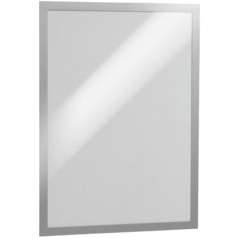 Durable 487323 Duraframe A3, Cornice Espositiva Adesiva, per Superfici Lisce e Solide, Formato A3, Confezione da 2 Pezzi, Argento