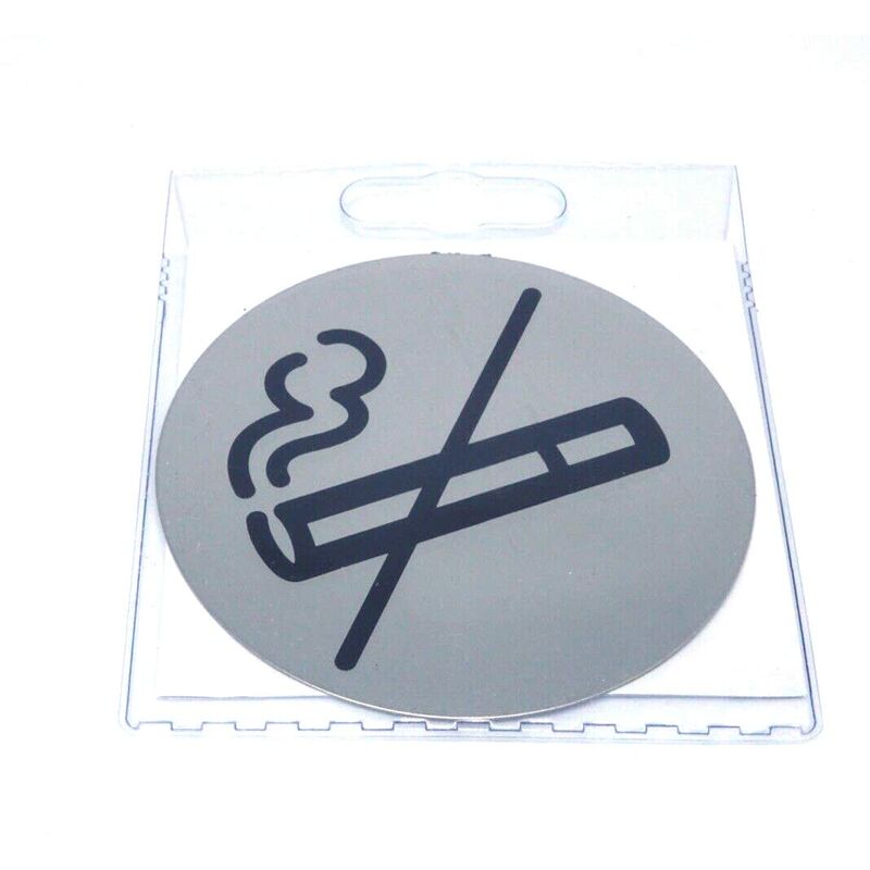 Image of 491123 - Pittogramma tondo, adesivo, con simbolo serigrafatoVietato fumare, acciaio inossidabile, diametro 83 mm, argento metallizzato - Durable