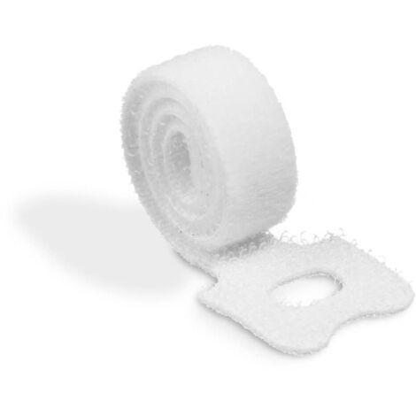 Durable 503602 Cavoline Grip Tie, Fascetta Fermacavi con Asola a Strappo, Riutilizzabile, 20 x 1 cm, Confezione da 5 Pezzi, Bianco