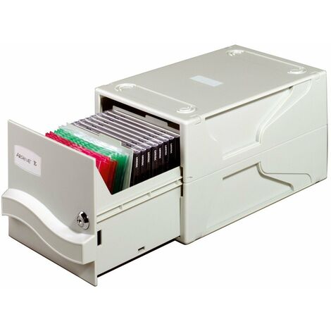 Durable 525610 - Multimedia Box I, Cassettiera per Archiviare 26 CD/DVD con Custodia o 136 Dischi da 3.5, 5 Divisori, 195 x 165 x 325 mm, Grigio