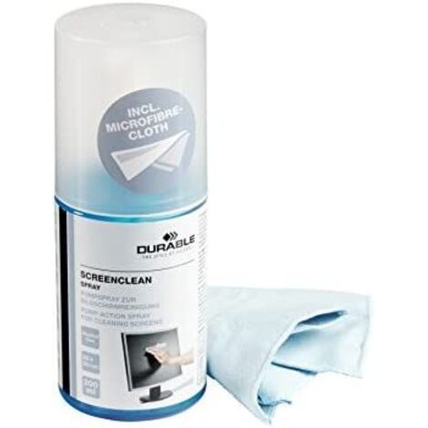 Durable 582300 Spray nettoyant pour écran, 200 ml de spray à pompe avec 1 chiffon en microfibre
