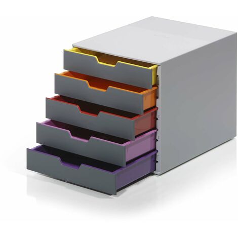 Cassettiere da scrivania Varicolor® Durable - grigio e multicolore - 5  cassetti - 5 cm - 7605-27