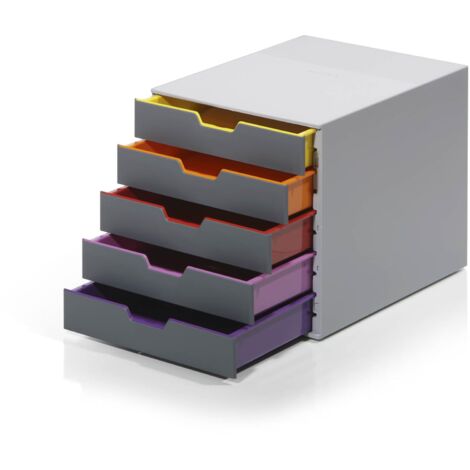 Durable 760527 Varicolor 5, Cassettiera con 5 Cassetti Colorati, Porta Etichetta Rimovibile, 280 x 292 x 356 mm