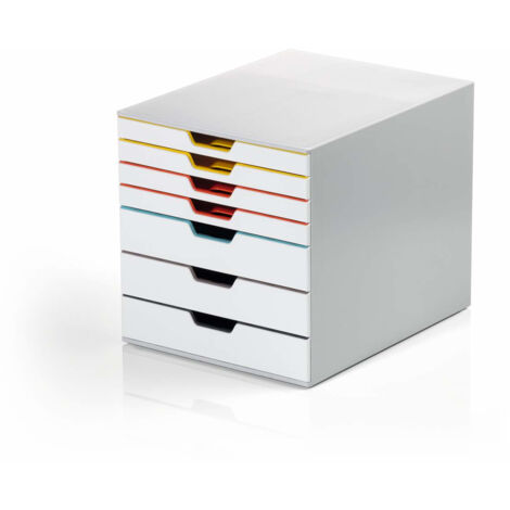 Durable 762727 Cassettiera A4 (Varicolour Mix) 7 scomparti, con etichette per etichettatura, multicolore