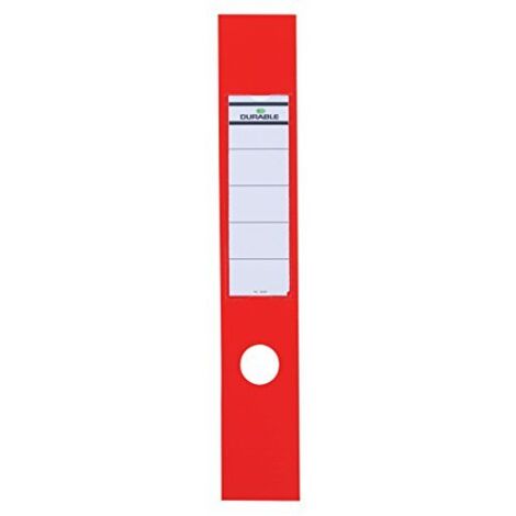Durable 809003 - Ordofix, copridorso adesivo, personalizzabile, per raccoglitori larghi 70 mm, 60x390 mm, rosso, confezione da 10 pezzi