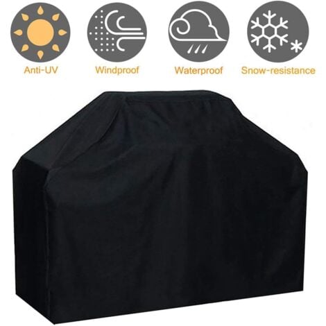 LANGRAY Durable Barbecue Cover in Waterproof and Windproof Oxford Fabric Fade Resistant for Weber, Brinkmann and most barbecue shelves. 145 x 61 x 117 cm. GROOFOO