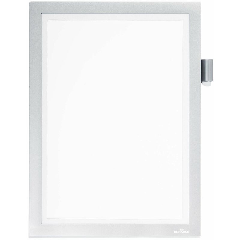Image of 498923 Duraframe Magnetic Note A4 498901 Info Duraframe Magnetic Note (A4, Cornice Magnetica con porta penne aperto), 1 pezzi, argento - Durable