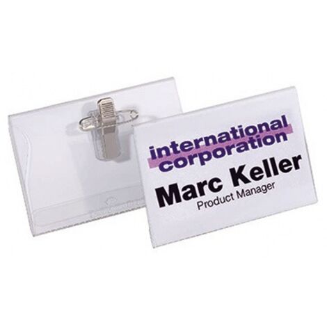 DURABLE Namensschild DURABLE 75 x 40 mm (B x H) Kombiklemme transparent 50 St./Pack.