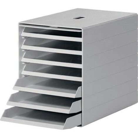 Durable Schubladenbox 7 Schubladen m. versenkbarer Frontklappe grau - 1712001050