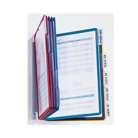 DURABLE Sichttafelwandhalter DURABLE SHERPA® WALL 10 DIN A4 inkl. Kunststoffreitern mit blankoEinsteckschildern ABS Kunststoff/Polypropylen/Polyamid je 5 x schwarz rot 10 Sichttafeln