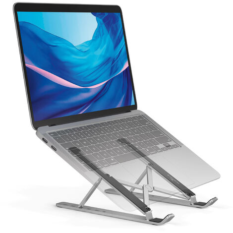 Durable Tischständer für Laptop/Tablet bis 15", faltbar und höhenverstellbar, inkl. Transportbeutel, Silber, 505123