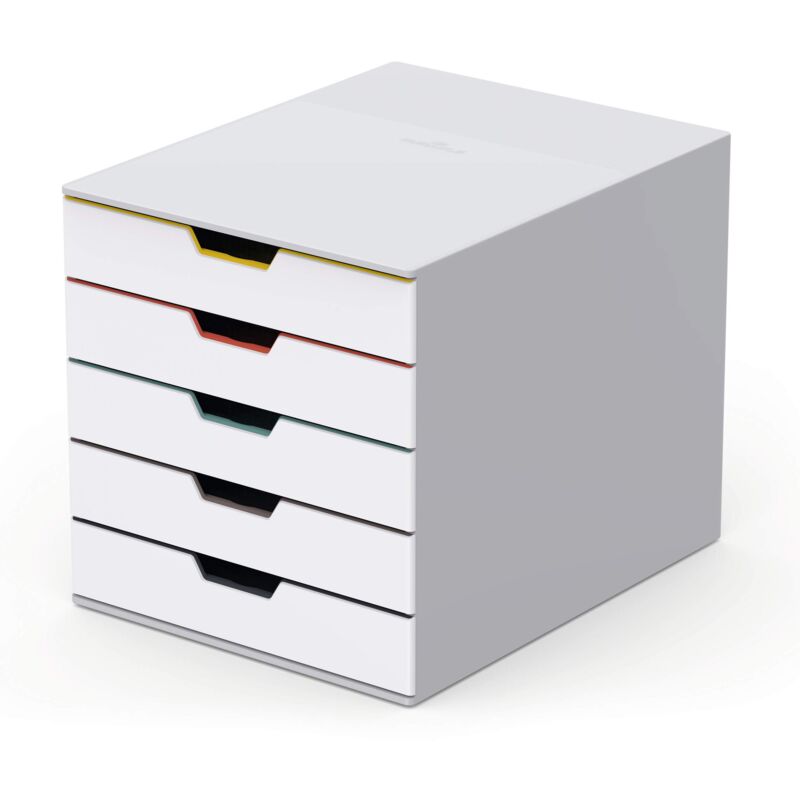 Varicolor Desktop Organiser 5 Drawer Colour Coded Modular Storage A4+ - Durable