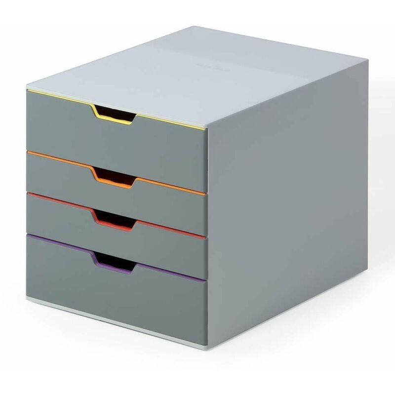 Image of DURABLE 760427 - Varicolor 4, cassettiera con 4 cassetti colorati, cassetto superiore e inferiore f.to XXL, porta etichette, 280x292x356 mm, 5 colori
