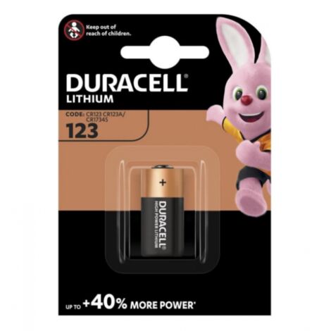 Duracell 1 pila batteria CR123A 3V litio DL123A antifurto