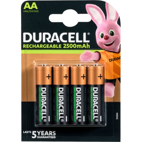 Duracell AA 2500mAh - Wiederaufladbare Batterien 4 Stück, 100x Ladungen