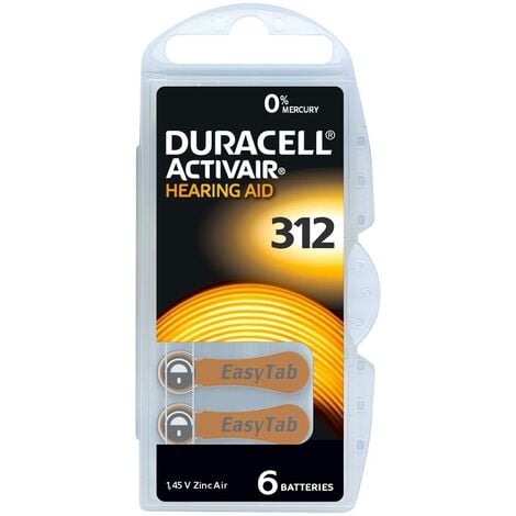 Duracell ActivAir Easy Tab 312 Hörgeräte Batterie 1,4V (6er Blister)