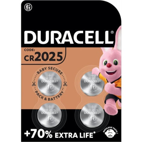 DURACELL Batterie Lithium, Knopfzelle, CR2025, 3V - Electronics, Retail Blister (4-Pack) (119345)