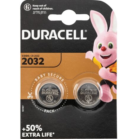 Duracell DL2032 3V Lithium Button Battery, Pack of 2