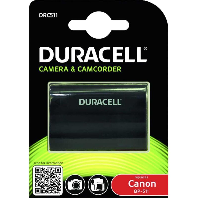 Duracell - DRC511 - Batterie - Li-Ion - 1400 mAh - noir - pour Canon MV300, ZR10, ZR20, ZR25, ZR30, ZR40, ZR45, ZR50, ZR60, ZR65, ZR70, ZR80, ZR85,