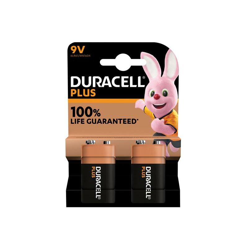 S18718 9V Plus Power +100% Batteries (Pack 2) DUR9V100PP2 - Duracell