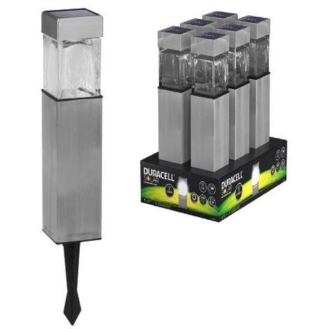 DURACELL LAMPADA SOLARE LED SQUARE 5lm INOX