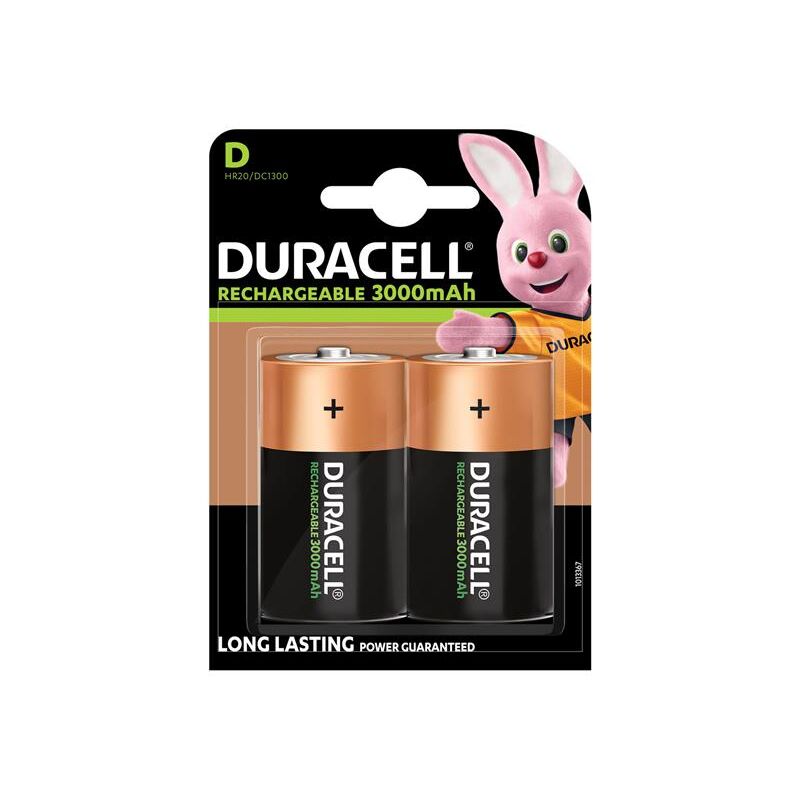 Duracell - S3092 d Cell 3000Mah Rechargeable Batteries (Pack 2) DURS3092