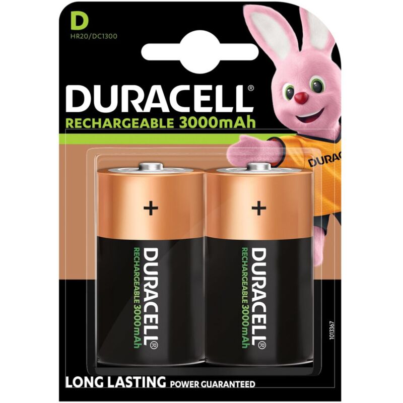 Duracell - S3092 d Cell 3000Mah Rechargeable Batteries (Pack 2) DURS3092