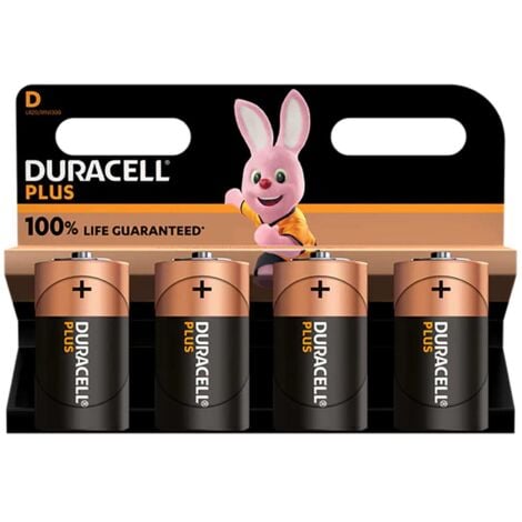 DURACELL Plus D Battery Pack (4-Pack) – High-Performance Alkaline Batteries for Long-Lasting Power