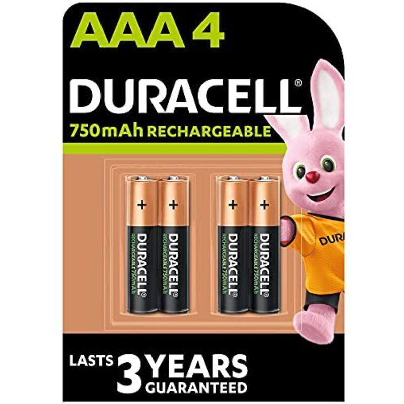 Batterie Ricaricabili Aaa 750 Mah, Confezione Da 4 Duracell