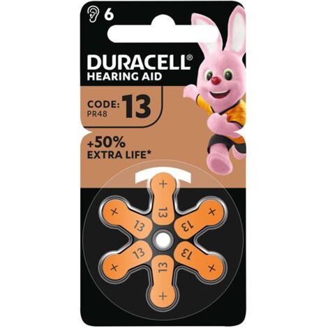 Duracell S492 Specialty Hearing Aid Batteries Size 13 (6 Pack) DUR13