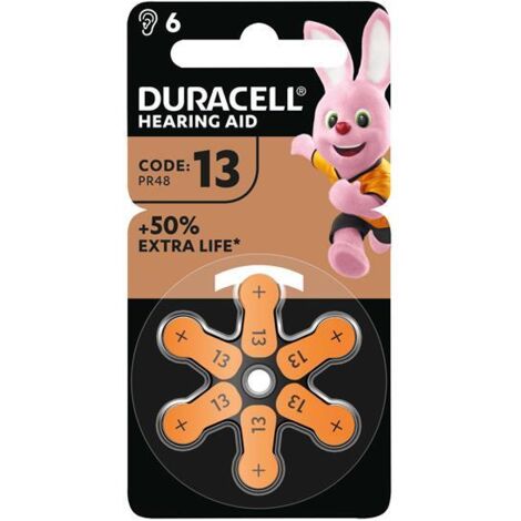 Duracell S492 Specialty Hearing Aid Batteries Size 13 (6 Pack) DUR13