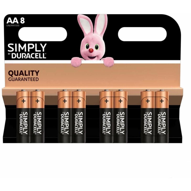 Batterie Duracell stilo aa alcalina alkaline 8 pezzi Duracell simply 1,5v lr6