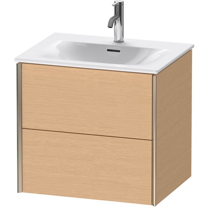 

Durait XViu 4132 Módulo mural, 2 cajones, para lavabo Viu 234463, 610x480 mm, Color (frente/cuerpo): champán mate / roble cepillado - XV41320B112