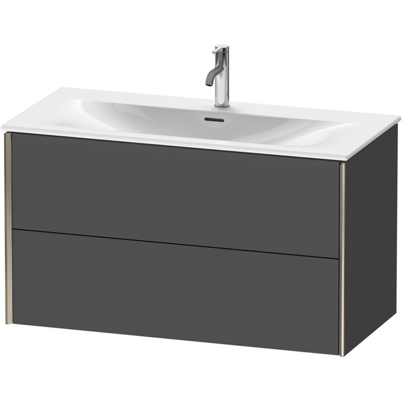 

Durait XViu 4135 Mueble bajo encimera, 2 cajones, para lavabo Viu 234410, 1010x480 mm, Color (frente/cuerpo): champán mate/grafito mate - XV41350B149