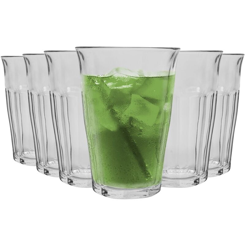 Duralex Picardie Highball Cocktail Glasses - 360ml Glass Tumblers - Pack of 6