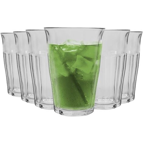 Duralex Picardie Highball Cocktail Glasses - 360ml Glass Tumblers - Pack of 6