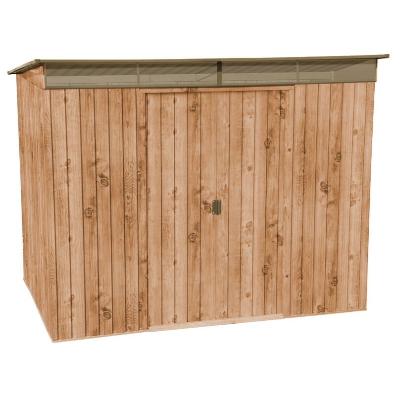 Abri de jardin métal skylight - 4,84m² - kit ancrage - Imitation bois - Duramax