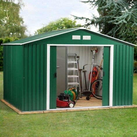 DURAMAX Abri de jardin métal VERT PIN - 7,75m² - kit ancrage - Vert